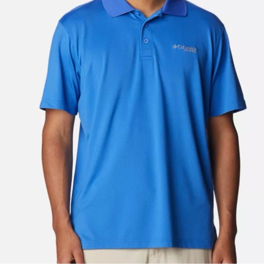 Columbia Men's PFG Blue Polo Shirt,‎ M, GUC